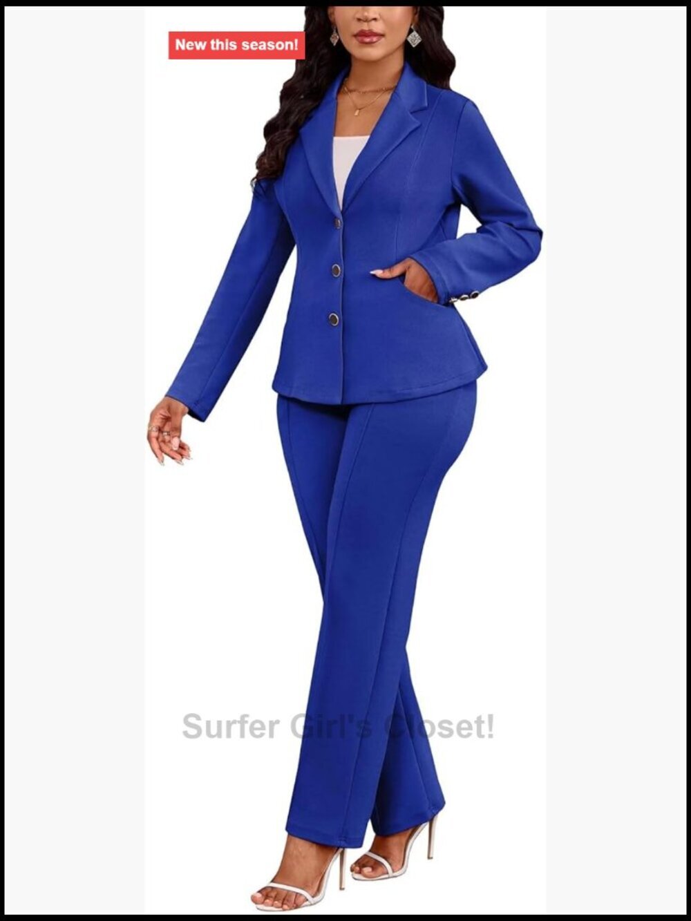 Long Sleeve Blazer Pants Suit 2 Piece Set Business Casual Work Outfits Office